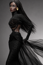 HAUTE | Black Couture Gown for Fashion Royalty 6.0 Dolls | Handmade FR Doll Clothes | Integrity Toys Fashion