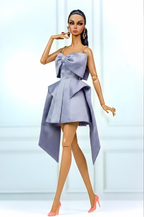 BASIC | Lavender Bow Mini Dress for Fashion Royalty Doll | 1/6 Scale Designer Doll Clothes | Elegant Statement Outfit