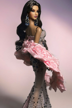 HAUTE | Midnight Sapphire Rose Couture Gown for Fashion Royalty Dolls | Handmade Luxury Doll Clothes by Plastik Tiara