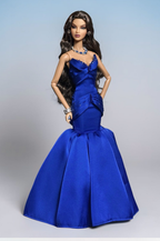 HAUTE | Royal Blue Mermaid Doll Dress for 1/6 Fashion doll like Fashion Royalty FR 6.0 doll  – Handmade Satin Evening Gown, Couture Doll Clothes, 1/6 Scale Fashion Doll Outfit