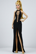 STYLISH WIDOW | Black Cut-Out Halter Gown for Fashion Royalty 6.0 Doll – Sexy Evening Dress, High Slit, Statement Doll Clothes by Plastik Tiara