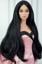 HAUTE |. Fashion Royalty Doll Pink Satin Mermaid Gown with Oversized Bow Train | 12 Inch Doll Couture Dress