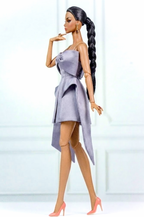 BASIC | Lavender Bow Mini Dress for Fashion Royalty Doll | 1/6 Scale Designer Doll Clothes | Elegant Statement Outfit