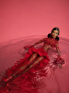 PRIDE | Crimson Siren Sheer Lace Gown for Fashion Royalty Doll – Red Ruffle Evening Dress – 1/6 Scale Doll Clothes – Fits FR6.0 Nu Face Poppy Parker