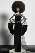 BASIC | Midnight Pearl Gown – 1/6 High Fashion doll clothes | Black Velvet Evening Dress with Tulle Bow Train