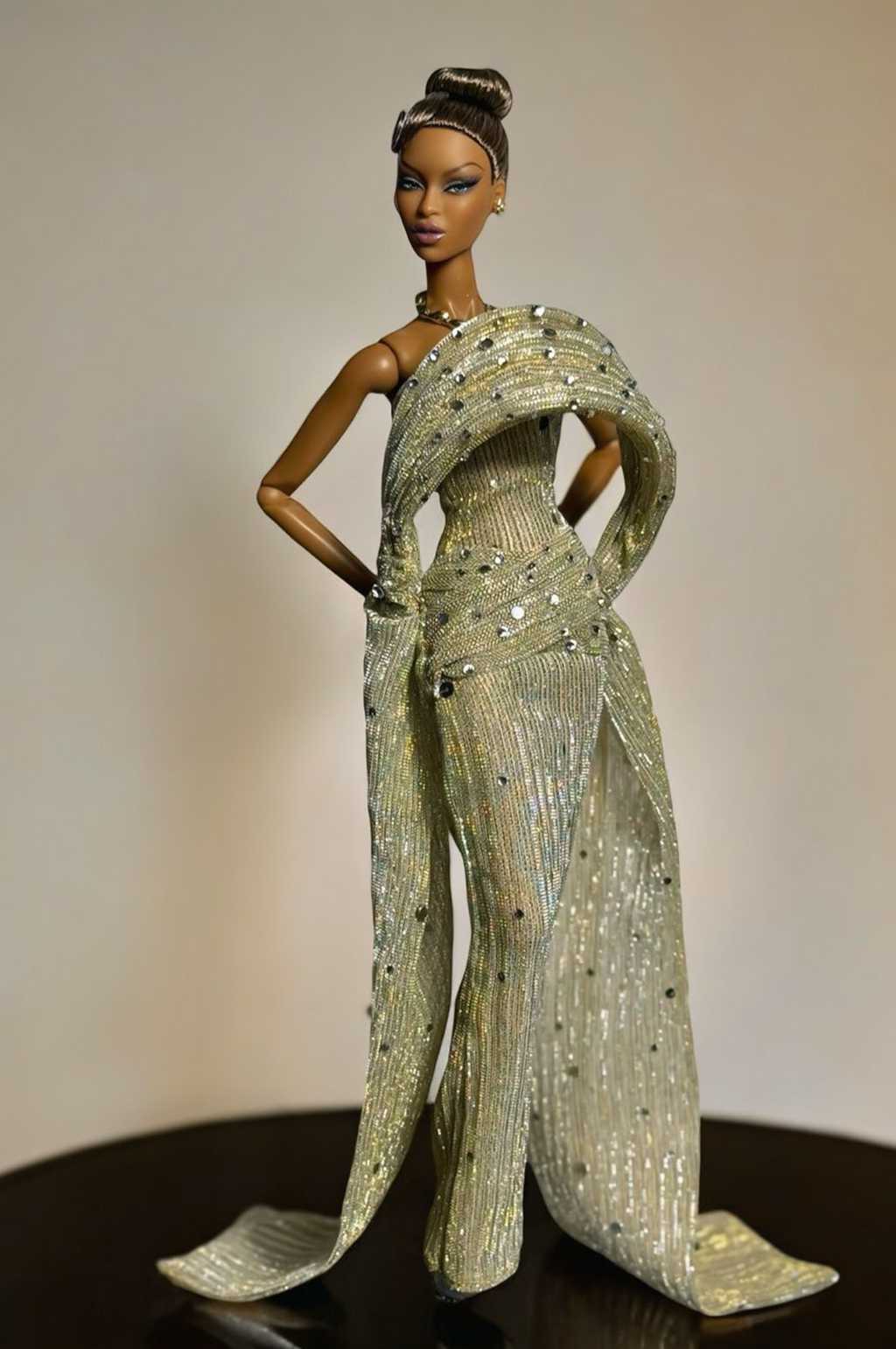 OOAK | Golden Halo Gown – 1/6 High Fashion doll clothes | PlastikiTiara Couture