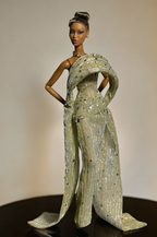OOAK | Golden Halo Gown – 1/6 High Fashion doll clothes | PlastikiTiara Couture