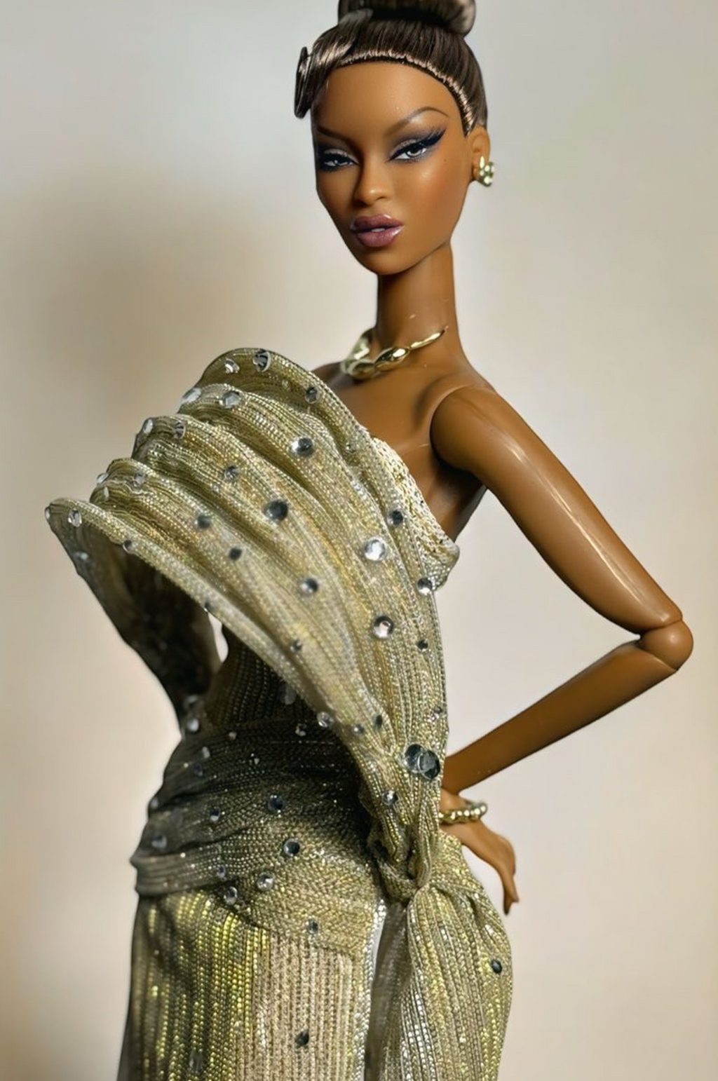 OOAK | Golden Halo Gown – 1/6 High Fashion doll clothes | PlastikiTiara Couture
