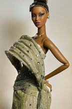 OOAK | Golden Halo Gown – 1/6 High Fashion doll clothes | PlastikiTiara Couture