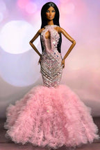 OOAK | Blush Stardust Mermaid Gown – 1/6 High Fashion doll clothes | Evening Couture Dress for 1/6 Scale Dolls – Plastiktiara