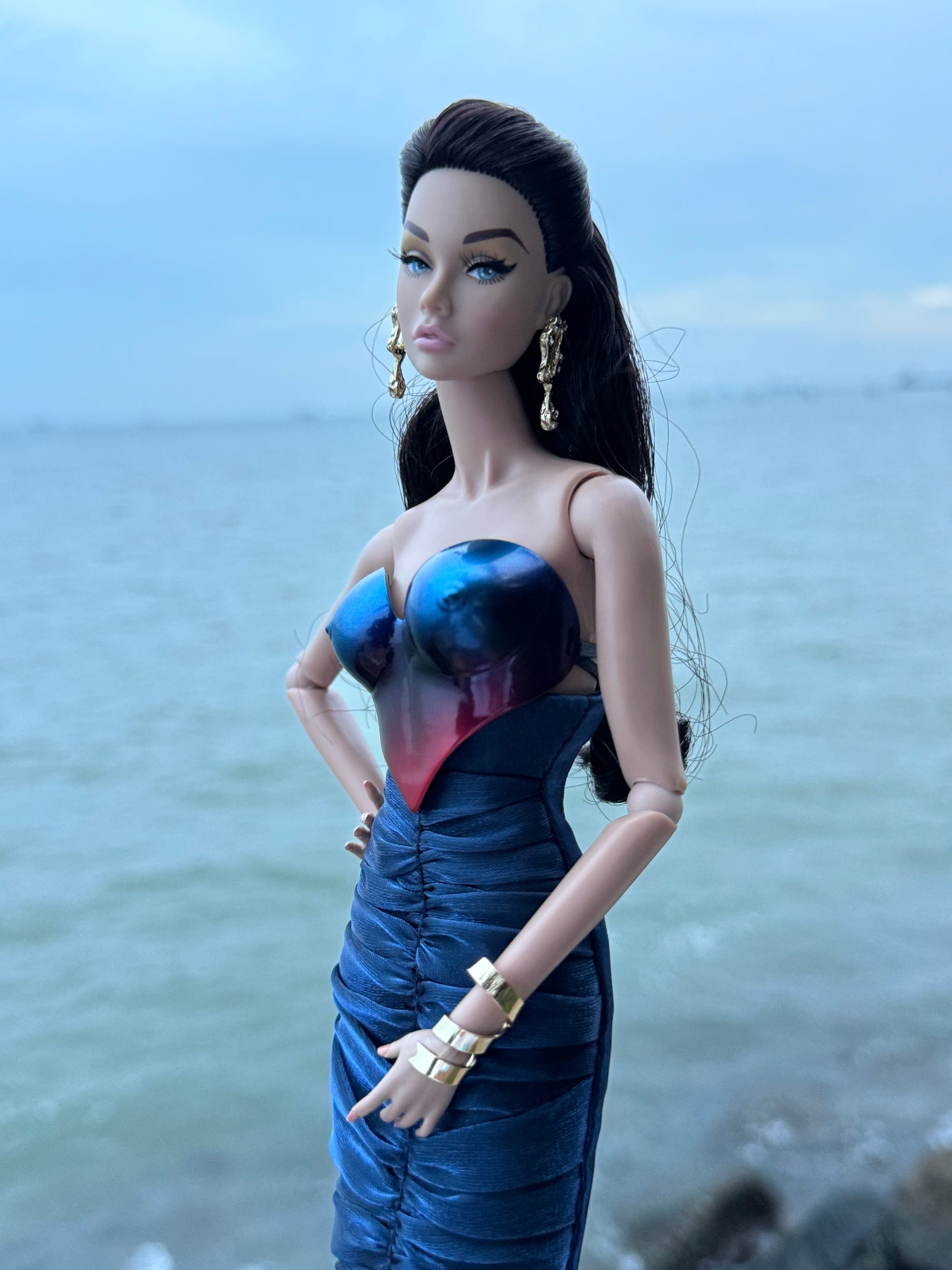 Siren Suit - 3D printed with pleated high waist skirt for Fashion Royalty 6.0 and NU FACE