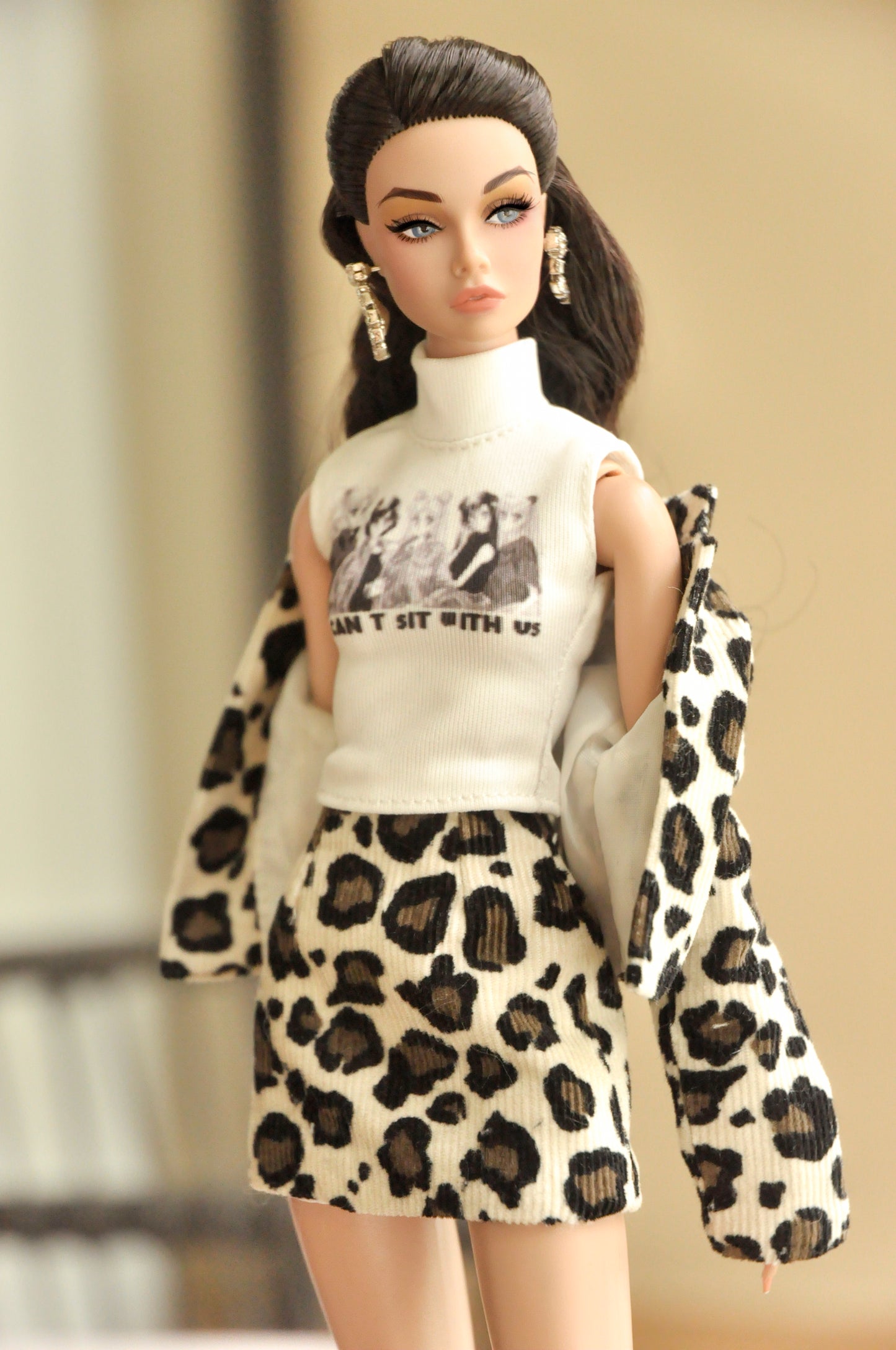 A Y2K Collection - Khaki leopard print suit with T-shirt for Fashion Royalty 6.0 and Poppy Parker doll