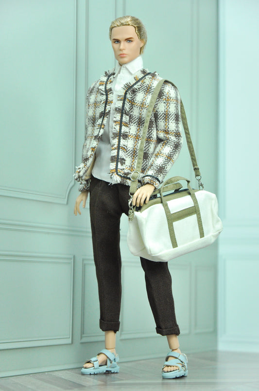 AA 90'S DAY COLLECTION | Homme doll, Monarch, fashion royalty 6.0 doll clothes - Tweed jacket, blouse and matching brown pants