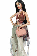 DELUXE | Distressed Denim & Floral Mesh Halter Set | PLASTIKTIARA