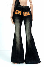 SEPTEMBER SALE | Black Graphic Flare Jeans for 1/6 Scale Fashion Doll | BARE