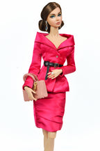 PINK CANON | Hot Pink Satin Tailored Jacket & Pencil Skirt Set – Fashion Royalty Doll Clothes