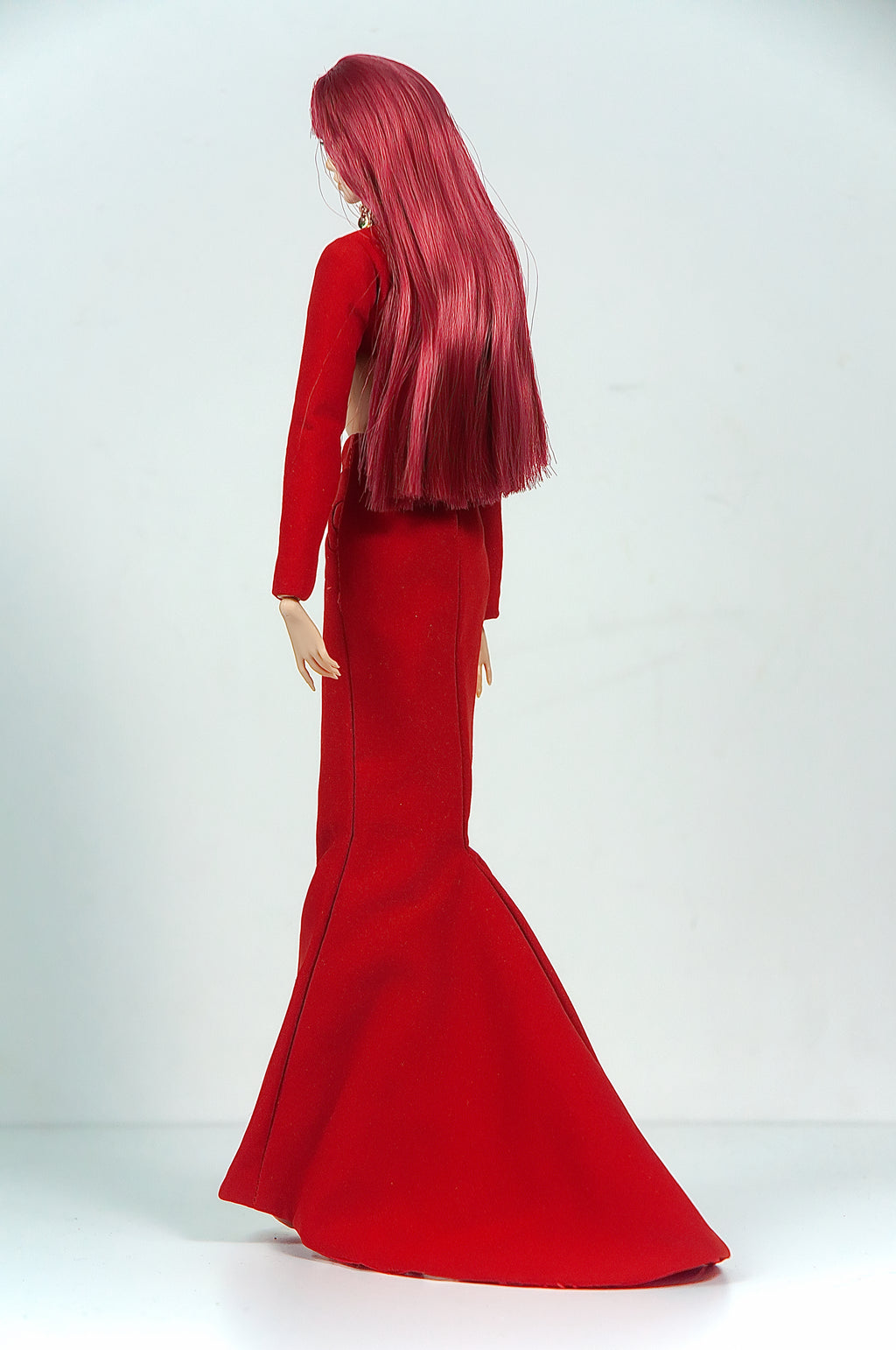 BASIC| Scarlet Elegance Set – Fashion Royalty 6.0 Doll Clothes | Red Crop Top & Mermaid Skirt with Train | Handmade 1/6 Scale Outfit