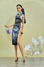 BASIC | Midnight Dragon Qipao Dress – 1/6 Scale High Fashion Doll Clothes
