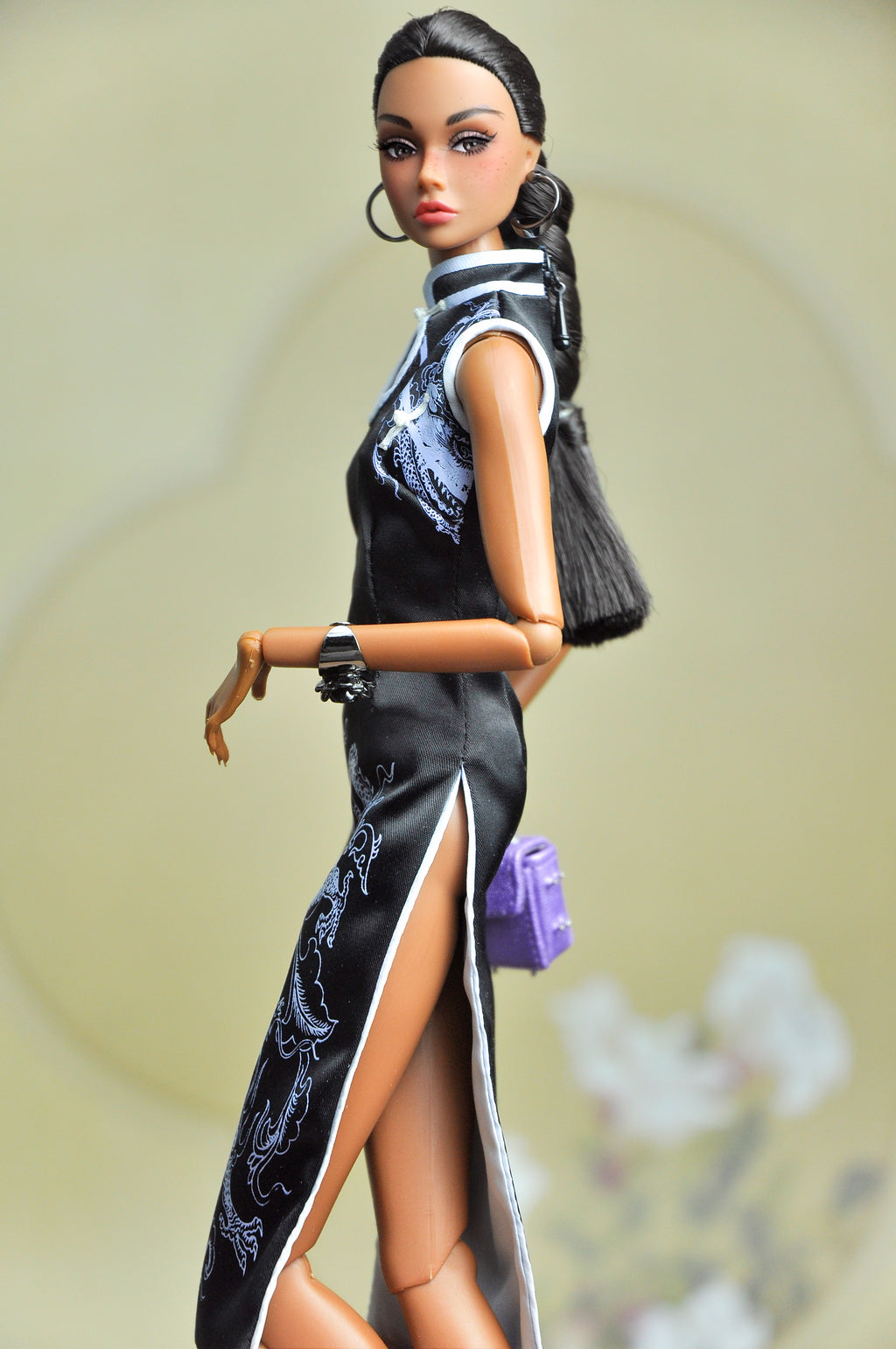 BASIC | Midnight Dragon Qipao Dress – 1/6 Scale High Fashion Doll Clothes