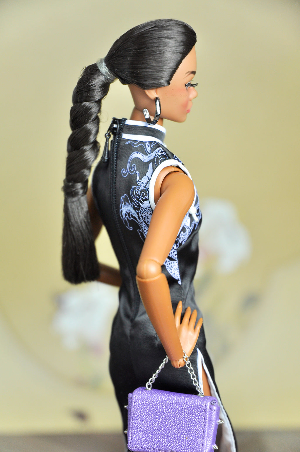 BASIC | Midnight Dragon Qipao Dress – 1/6 Scale High Fashion Doll Clothes