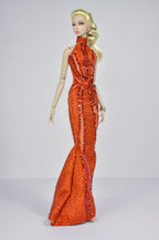 STUDO FLASHIN' | Crystal Halter Gown for Fashion Royalty 12” Dolls | Handmade 1/6 Scale Doll Evening Dress
