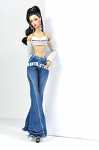 DEMIM DIVA | Deposit only - Denim Diva Buckle Crop Top & Flare Jeans Set – Fashion Royalty 6.0 Doll Clothes | Plastiktiara