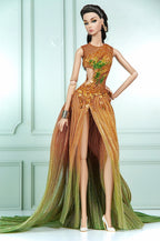 DELUXE | Bronze Dahlia Beaded Mermaid Gown for 1/6 Scale Fashion Doll | Plastiktiara