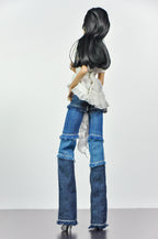 SIMPLE TABOO | Patchwork Denim Outfit for Fashion Royalty Dolls | Handmade Doll Jeans & Ruffle Shawl Top | Integrity Toys Fashion