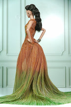 DELUXE | Bronze Dahlia Beaded Mermaid Gown for 1/6 Scale Fashion Doll | Plastiktiara