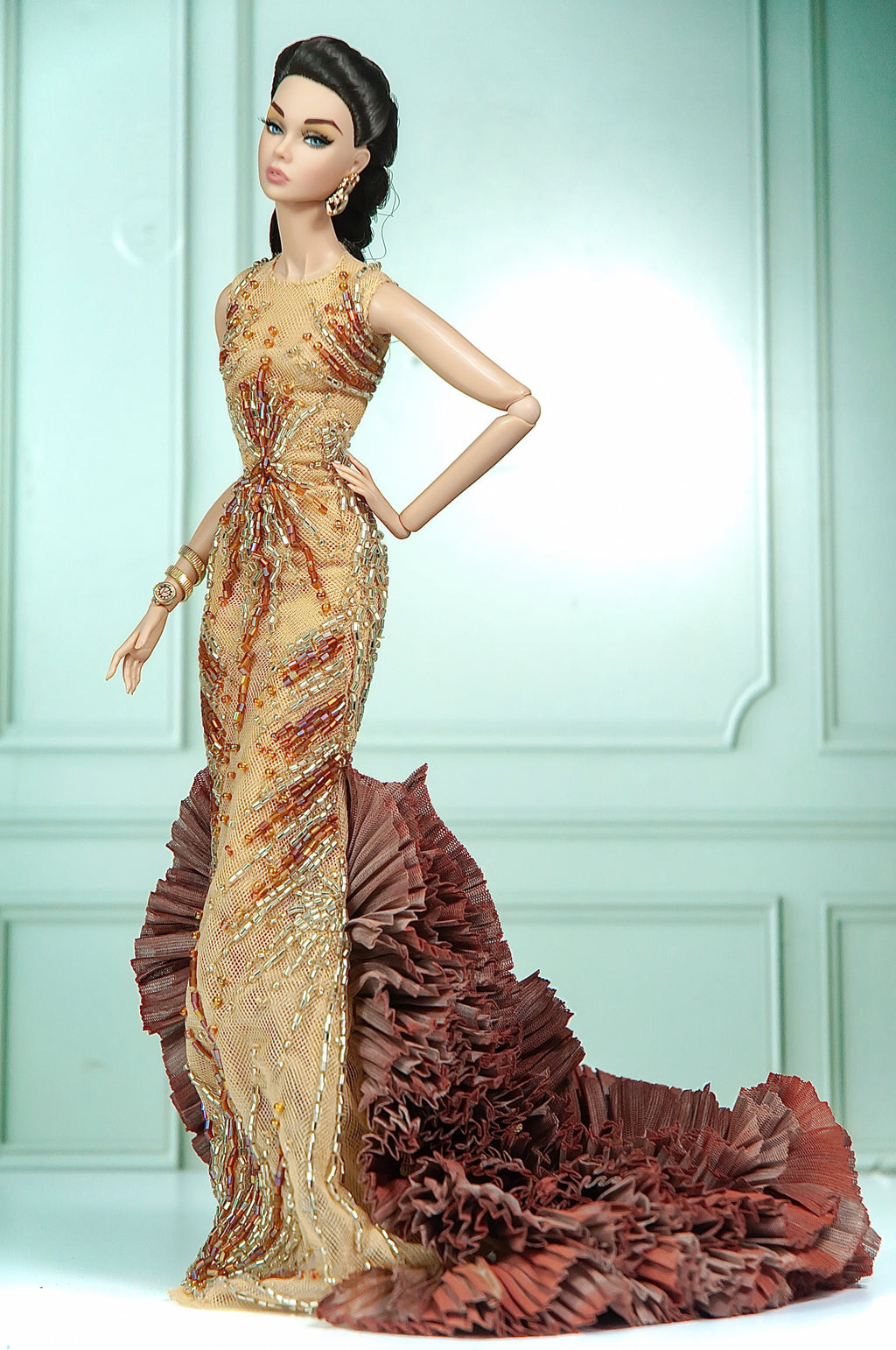 DELUXE | Gilded Oasis Cutout Gown for 1/6 Scale Fashion Doll | Plastiktiara