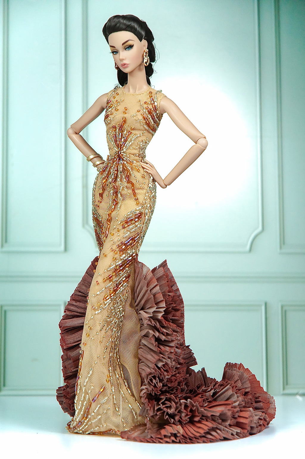 DELUXE | Gilded Oasis Cutout Gown for 1/6 Scale Fashion Doll | Plastiktiara
