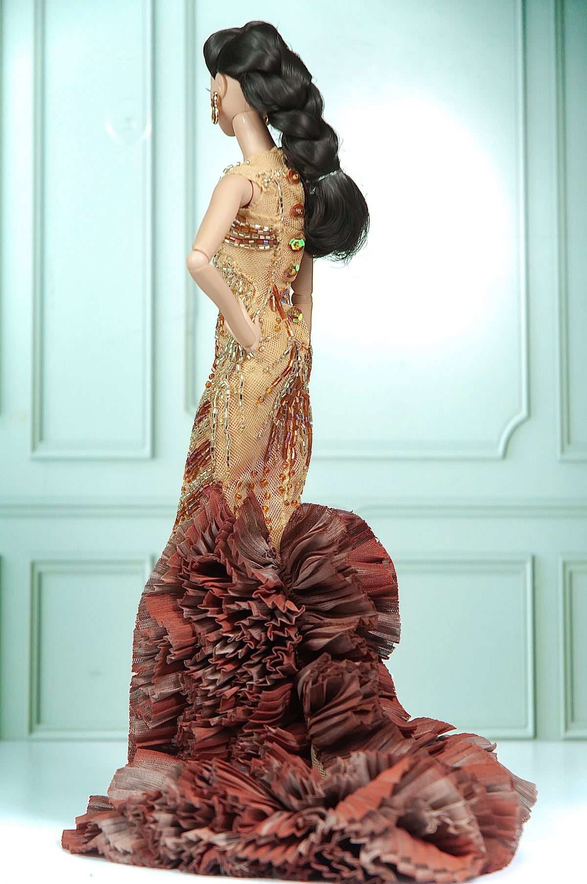 DELUXE | Gilded Oasis Cutout Gown for 1/6 Scale Fashion Doll | Plastiktiara