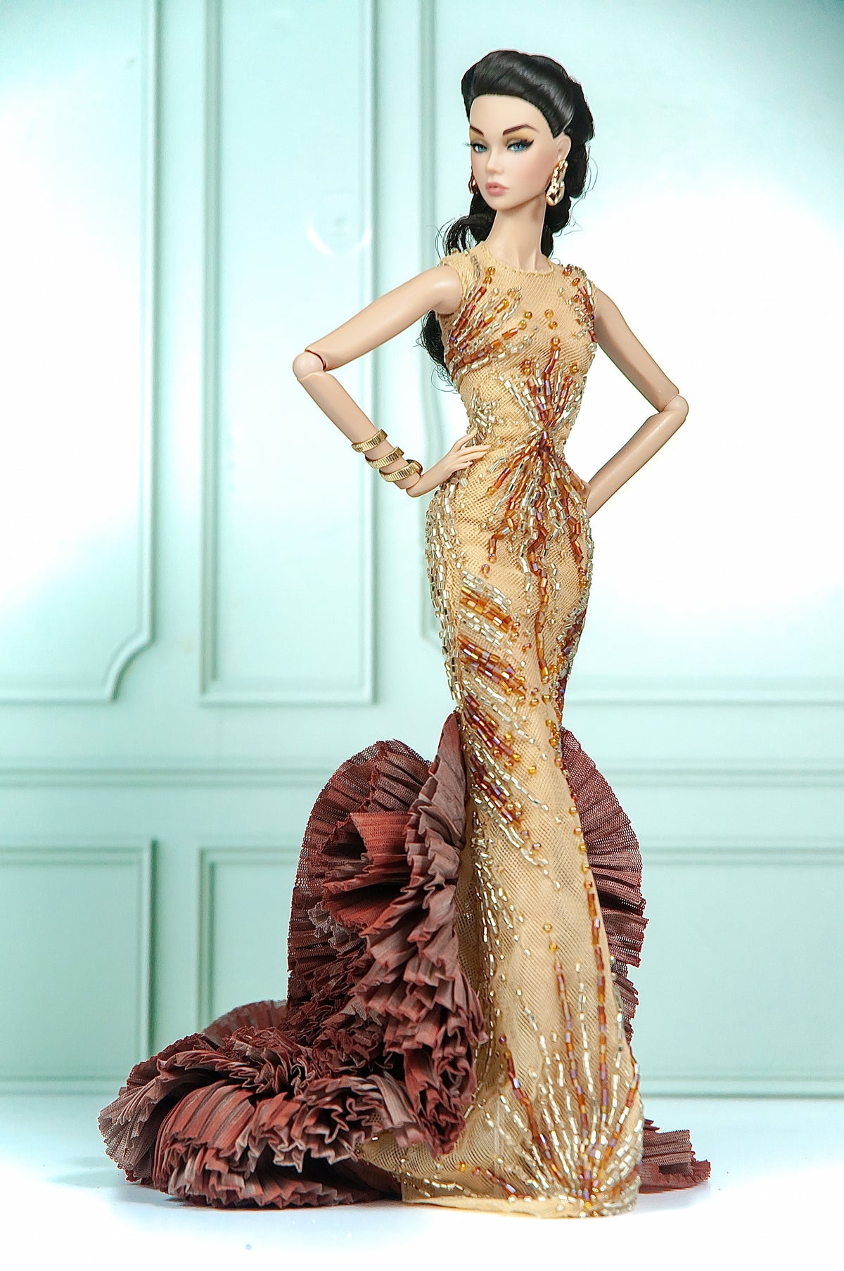 DELUXE | Gilded Oasis Cutout Gown for 1/6 Scale Fashion Doll | Plastiktiara