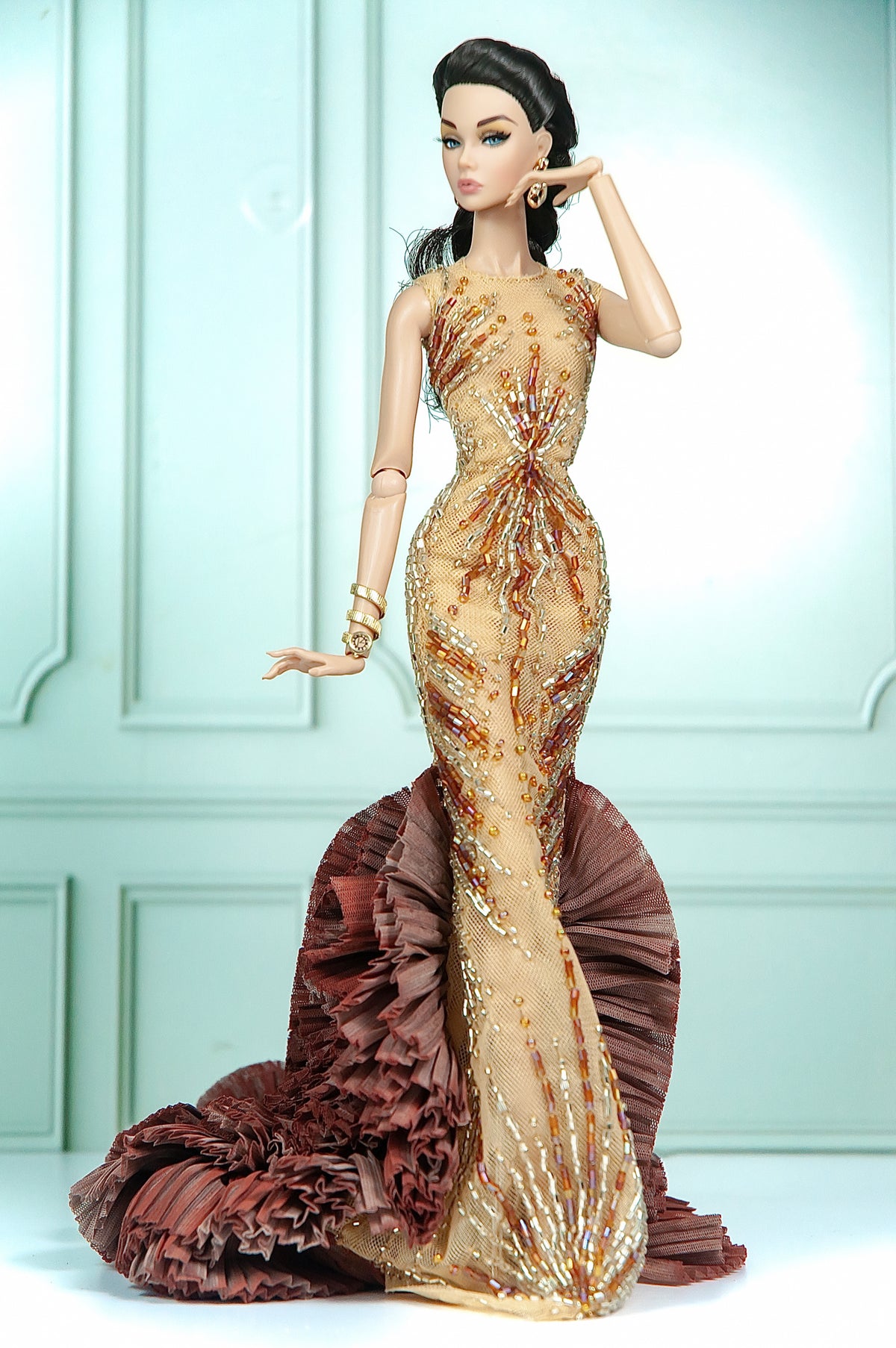 DELUXE | Gilded Oasis Cutout Gown for 1/6 Scale Fashion Doll | Plastiktiara
