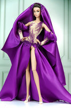 DELUXE | Imperial Amethyst Beaded Cape Gown for 1/6 Scale Fashion Doll | Plastiktiara