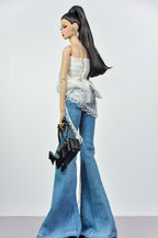 SIMPLE TABOO | Lace Split Denim Outfit for Fashion Royalty Dolls | Handmade Doll Jeans & Chiffon Top (Each sold separately) | Integrity Toys Clothes