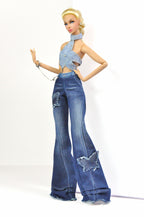 DENIM DIVA |Silver Jeans Chain Charm with Handcuff Rings – Fashion Royalty 6.0 Doll Accessory | 1/6 Scale Doll Charm | Plastiktiara