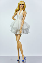 SIMPLE TABOO | Midnight Polka Dot Coat & Cloud Ruffle Dress Set | Fashion Royalty Doll Clothes