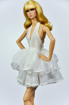 SIMPLE TABOO | Midnight Polka Dot Coat & Cloud Ruffle Dress Set | Fashion Royalty Doll Clothes