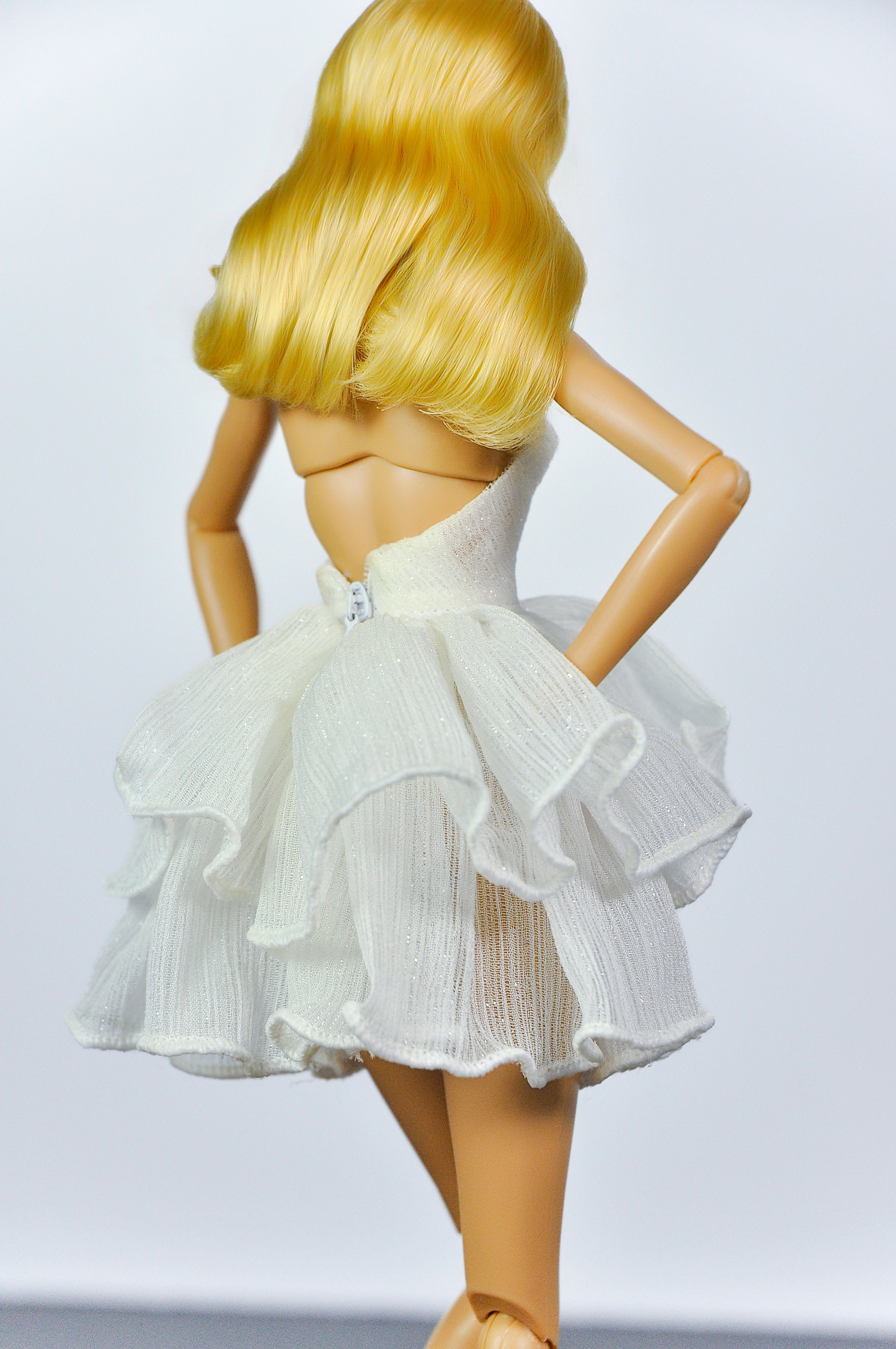 SIMPLE TABOO | Midnight Polka Dot Coat & Cloud Ruffle Dress Set | Fashion Royalty Doll Clothes