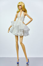 SIMPLE TABOO | Midnight Polka Dot Coat & Cloud Ruffle Dress Set | Fashion Royalty Doll Clothes