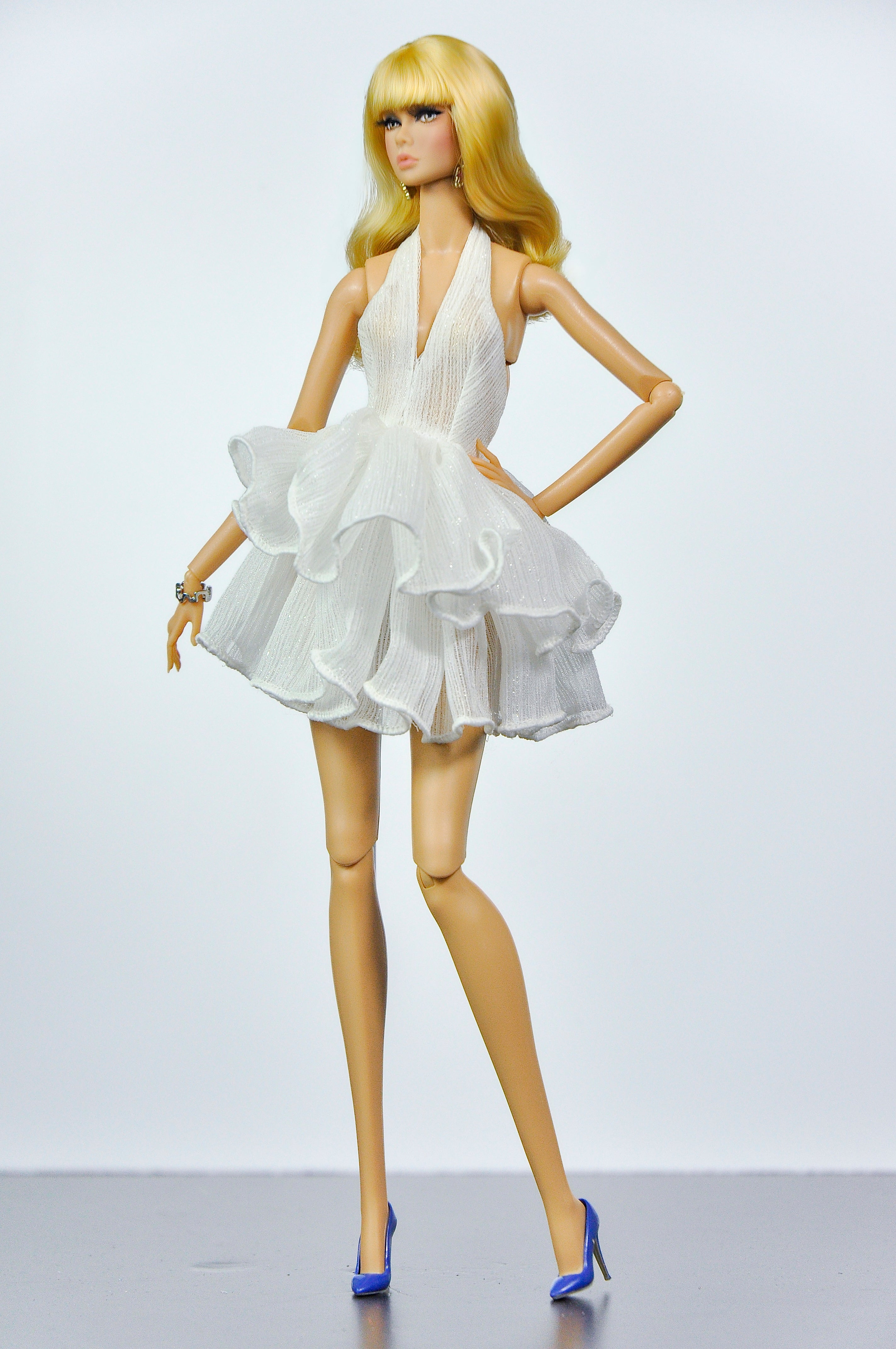SIMPLE TABOO | Midnight Polka Dot Coat & Cloud Ruffle Dress Set | Fashion Royalty Doll Clothes