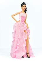 ORDINARY GIRLS | Pink Ruffled Corset Gown – 1/6 Scale High Fashion Doll Clothes