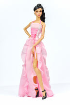 ORDINARY GIRLS | Pink Ruffled Corset Gown – 1/6 Scale High Fashion Doll Clothes