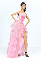 ORDINARY GIRLS | Pink Ruffled Corset Gown – 1/6 Scale High Fashion Doll Clothes