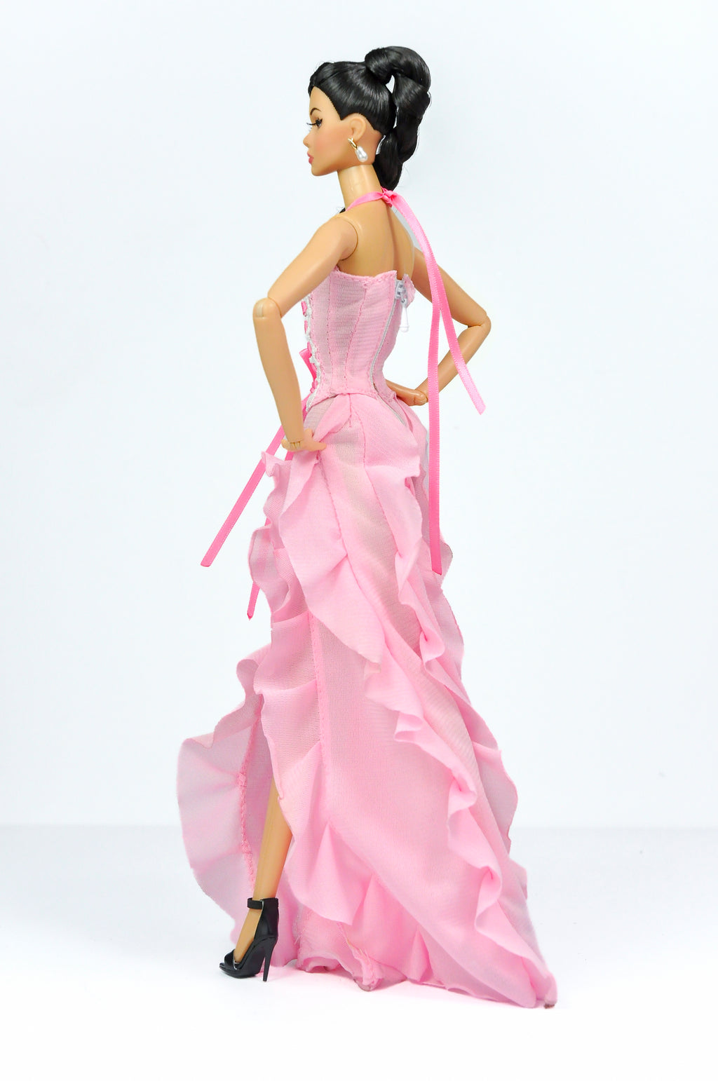 ORDINARY GIRLS | Pink Ruffled Corset Gown – 1/6 Scale High Fashion Doll Clothes