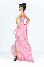 ORDINARY GIRLS | Pink Ruffled Corset Gown – 1/6 Scale High Fashion Doll Clothes