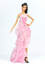 ORDINARY GIRLS | Pink Ruffled Corset Gown – 1/6 Scale High Fashion Doll Clothes