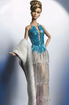 BASIC | Icefall Fringe Crystal Gown with Fur Stole for 12" Fashion Dolls for 1/6 Scale High Fashion Doll Clothes