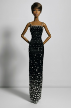 BASIC | Midnight Crystal Column Gown – 1/6 Scale High Fashion Doll Clothes
